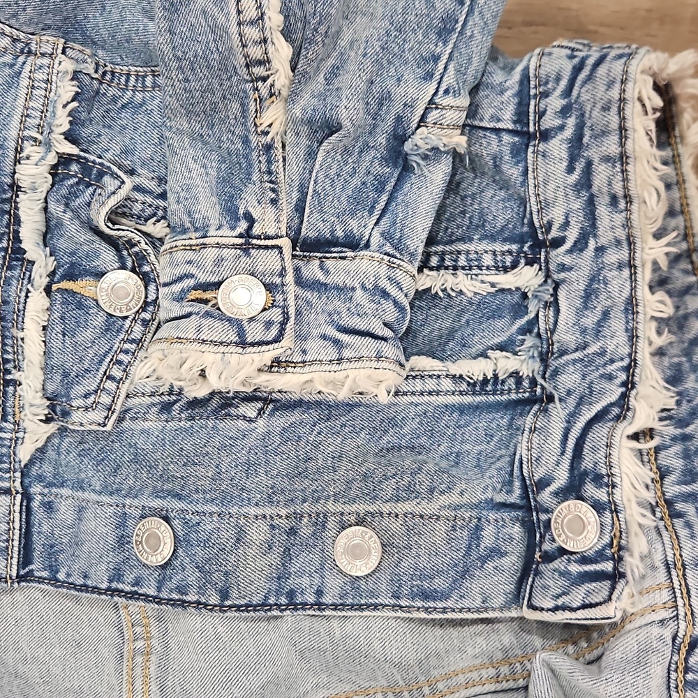 H&M Blue Frayed Denim Jacket kods size 10 - Picture 5 of 5